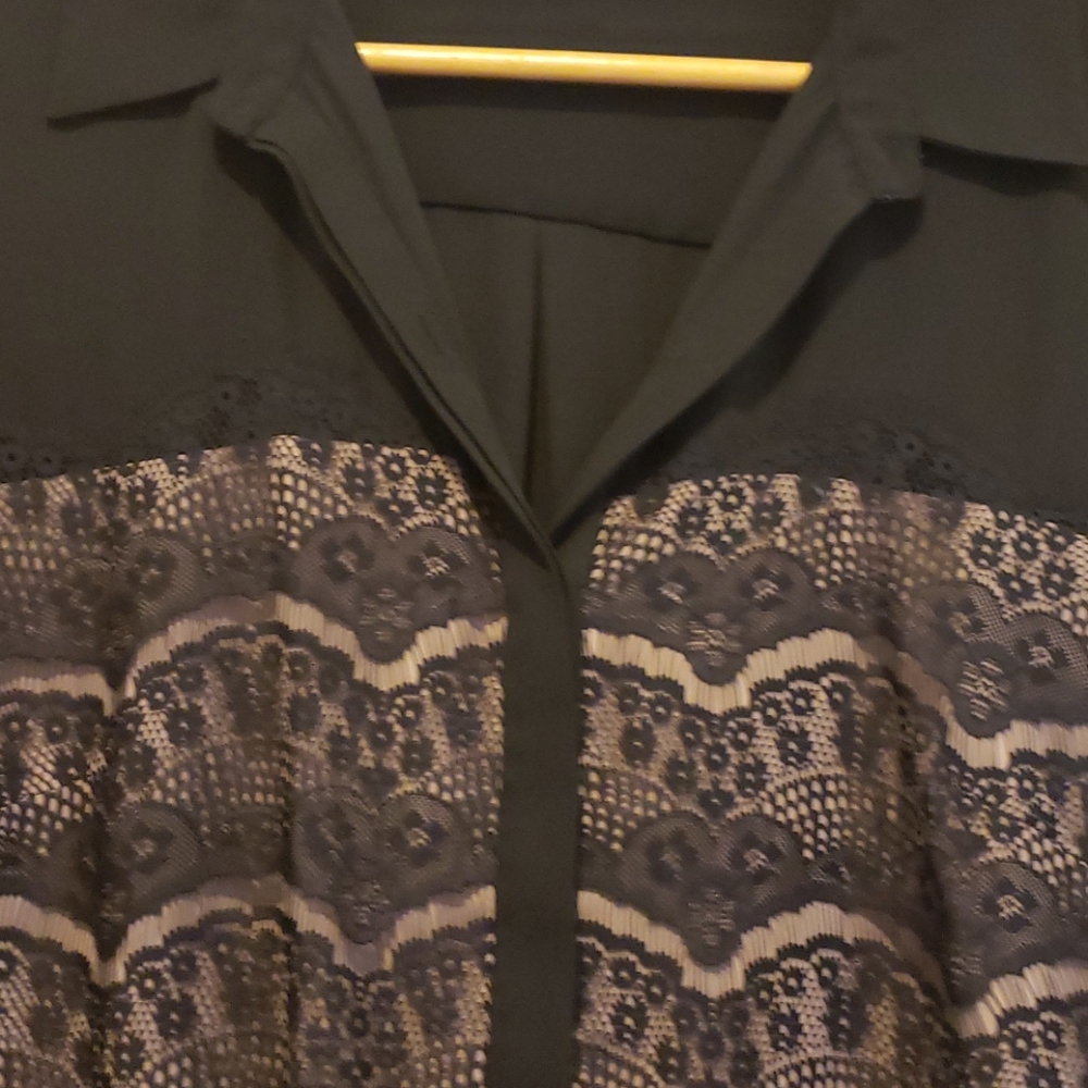 Black Lacey Button Down Blouse - image 2